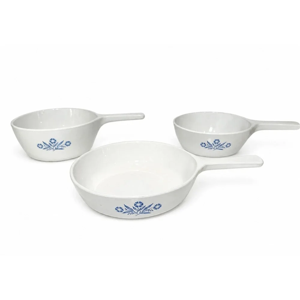 CorningWare Vintage Cornflower Set of 3 - Saucepans & Skillet P 82 B